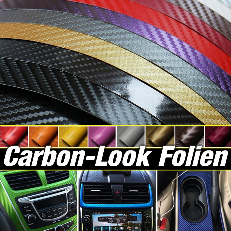 Carbon Look Folie selbstkleben 3D Struktur 30x150CM für Innen und Aussen  CARFOL30X150