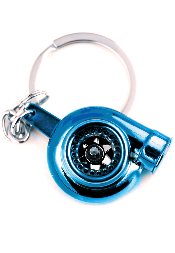 Turbolader Schlüsselanhänger blau chrom
