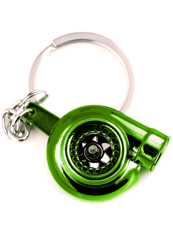 Turbolader Schlüsselanhänger grün chrom