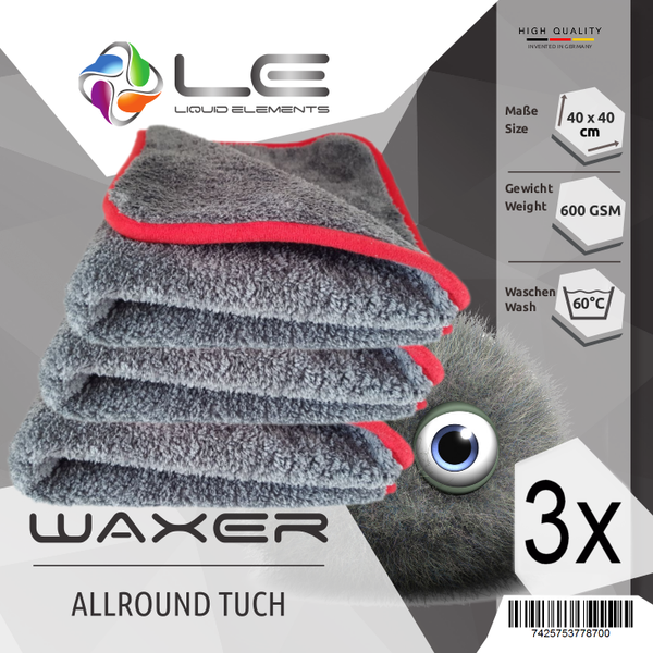 3er Set Liquid Elements - Waxer Allroundtuch 600GSM/40x40cm